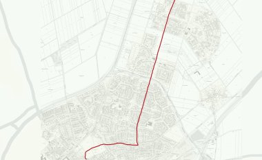 Karte vom Stadtgebiet Erkelenz Nord mit eingezeichneter Radroute Nord